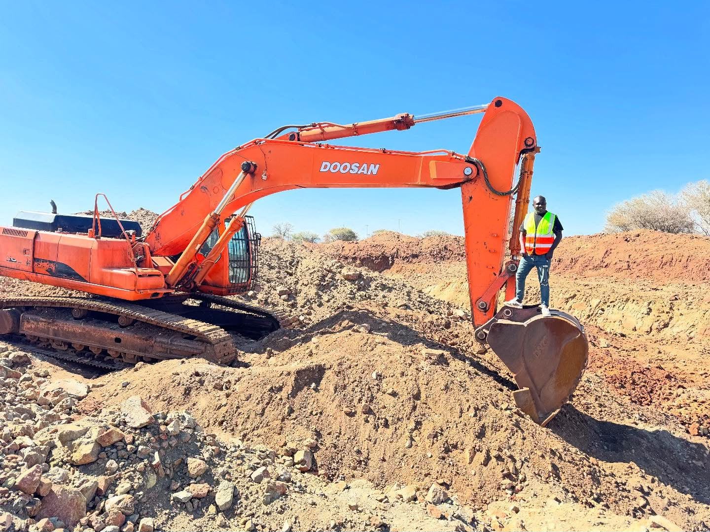 Excavator working on an earthmoving project