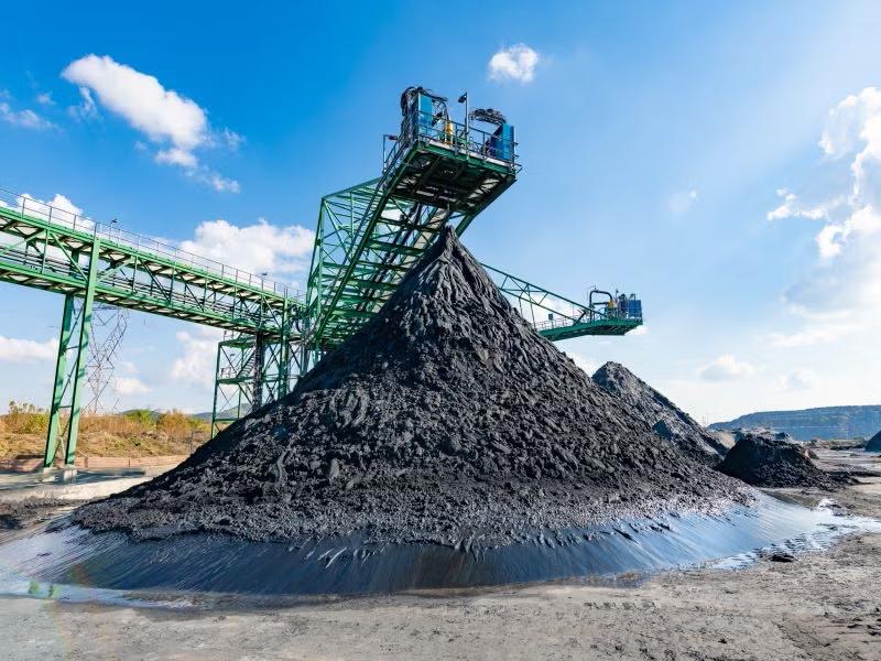 Coal stockpile loading operation at a mine